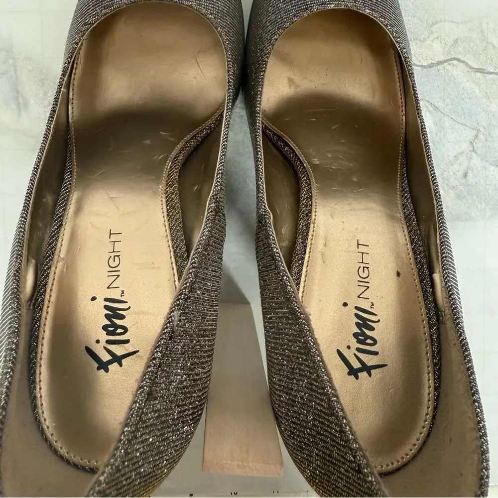 Metallic Shimmer Pumps High Heel Evening Shoes Wedding Bronze Gold-10 Wide